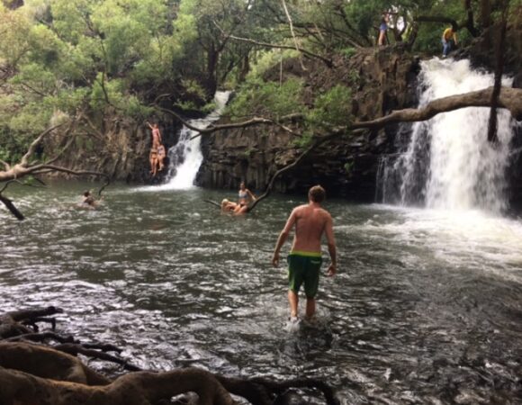 students-swimming-hole-waterfall