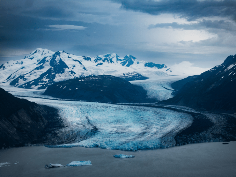 blue and white ice in alaska