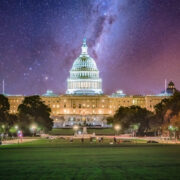 washington, d.c. at night with starry sky