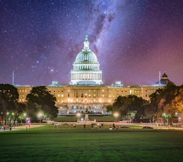 washington, d.c. at night with starry sky