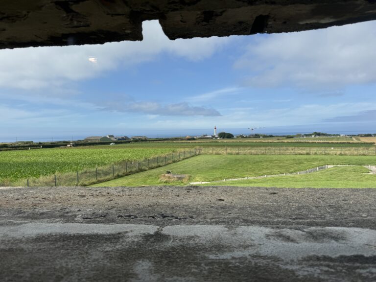 Scenic landscape view from simulated bunker in La Musée de la Memoire in Le Conquet.