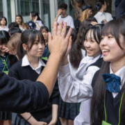 Students in Japan with Japanese students